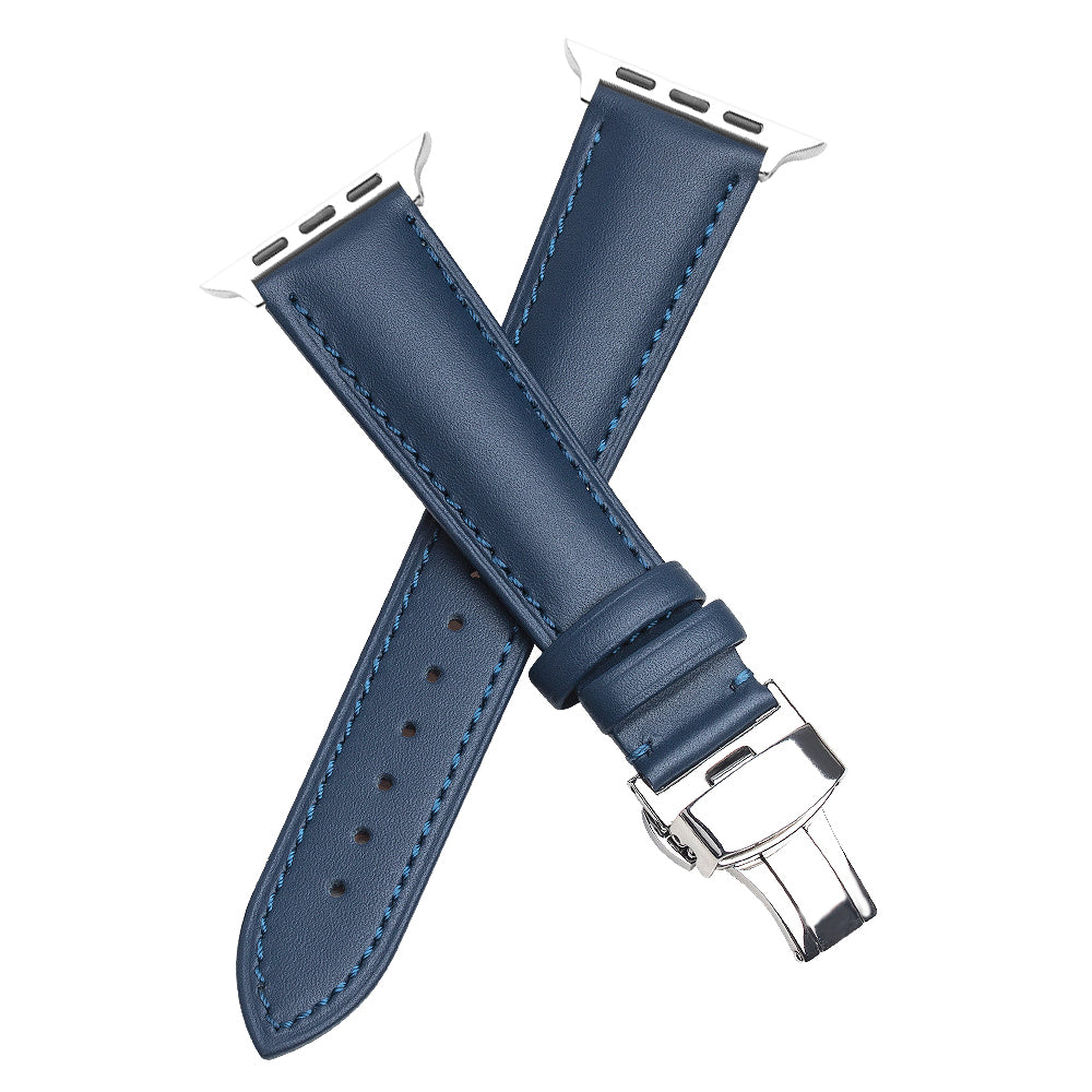QIALINO for Apple Watch Ultra 2 49mm Series 9 45mm SE (2023) 44mm Ultra 49mm Series 8 45mm 7 45mm Series 6 5 4 SE 44mm SE (2022) 44mm Series 3 2 1 42mm Solid Color Genuine Leather Wristband Smart Watch Replacement Strap QIALINO for Apple Watch Ultra 2 49mm Series 9 45mm SE (2023) 44mm Ultra 49mm Series 8 45mm 7 45mm Series 6 5 4 SE 44mm SE (2022) 44mm Series 3 2 1 42mm Solid Color Genuine Leather Wristband Smart Watch Replacement Strap